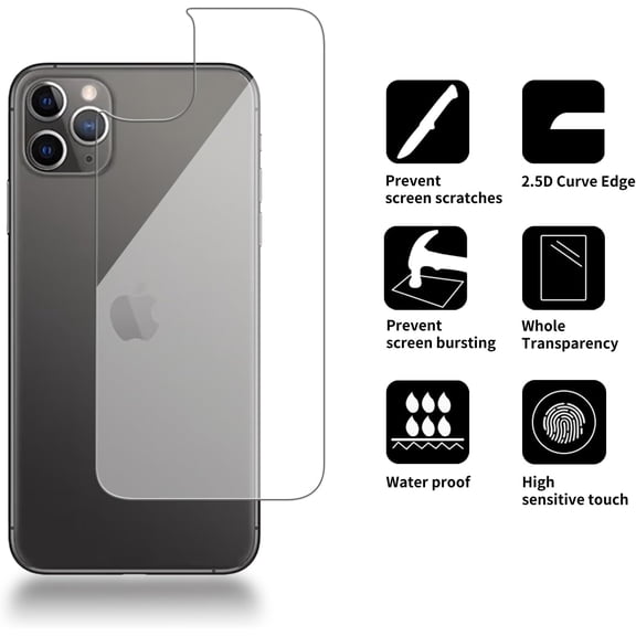 NIJUDA -3 Pack Glass Back Screen Protector Compatible for iPhone 11 Pro Max [6.5 Inch] [9H Hardness]-HD Back Tempered Glass, Scratch Resistant,Easy InstallRear Glass Protector
