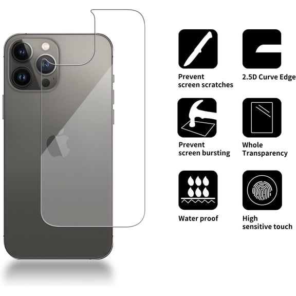 NIJUDA -3 Pack Glass Back Screen Protector Compatible for iPhone 13 Pro Max [6.7 Inch ] [9H Hardness]-HD Back Tempered Glass, Scratch Resistant,Easy InstallRear Glass Protector