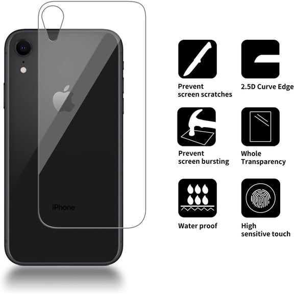 NIJUDA -3 Pack Glass Back Screen Protector Compatible for iPhone XR [6.1 Inch] [9H Hardness]-HD Back Tempered Glass, Scratch Resistant,Easy InstallRear Glass Protector