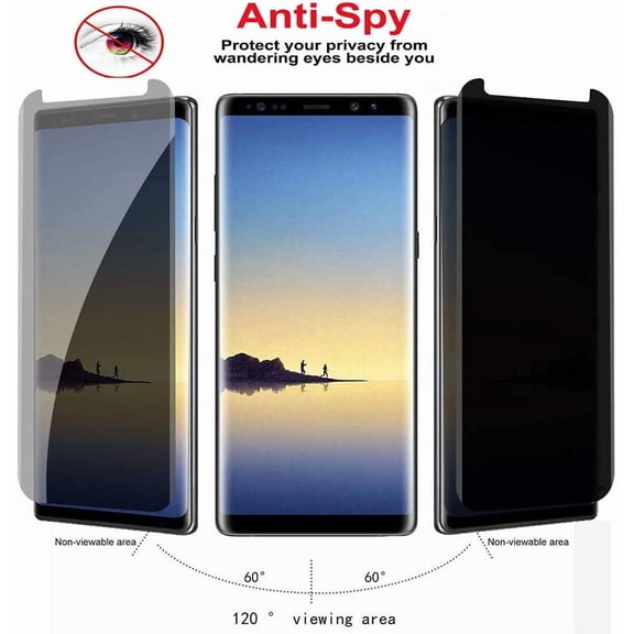 NIJUDA -3 Pack Note 8 / Note 9 Privacy Screen Protector Anti-Spy, Tempered Glass Film for Samsung Galaxy Note 8 / Note 9, Black [Case Friendly] [9H Hardness] [Anti-Scratch] [Bubble Free]