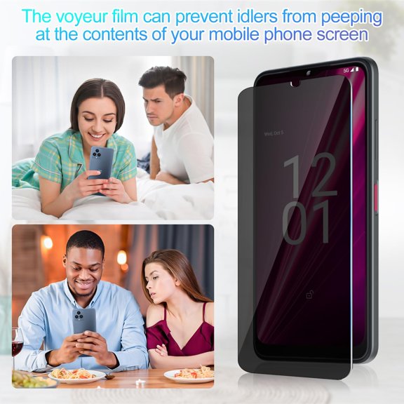 NIJUDA -3 Pack Privacy Screen Protector for T-Mobile Revvl 6 Pro 5G [Anti-Spy Tempered Glass], Ultra HD, Anti-Scratch, Bubble-Free, Easy Install 9H Protective Glass for Revvl 6 Pro 5G
