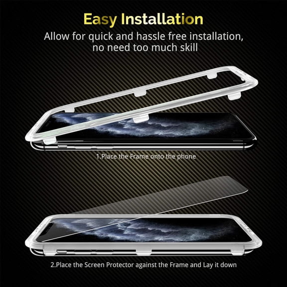 NIJUDA -3-Pack Screen Protector for iPhone 11 Pro Max/iPhone Xs Max, Double Shatterproof Tempered Glass [Easy Installation Frame] [9H Hardness] [HD Clear] [Case Friendly] for iPhone 6.5 inch