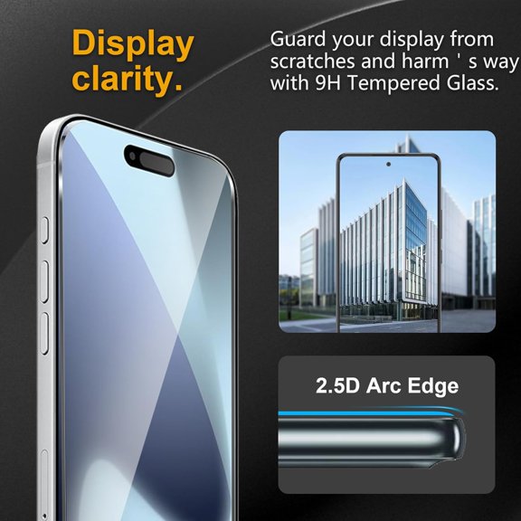 NIJUDA -3 Pack Tempered Glass Screen Protector Replacement for iPhone 17 Pro max + 3 Pack Camera Lens Protector, Anti-Fingerprint, 9H Hardness, ScratchResistant, Easy to Install, Case Friendly