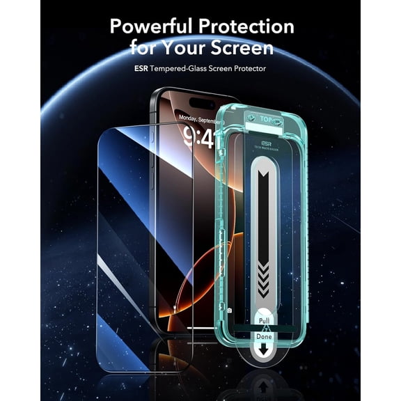 NIJUDA -3 Pack for iPhone 15 Pro Screen Protector, [9H Hardness] [Military Grade Shatterproof] Full Coverage Tempered Glass Film with Flawless Fit Tray, HD Clear, Scratch Resistant