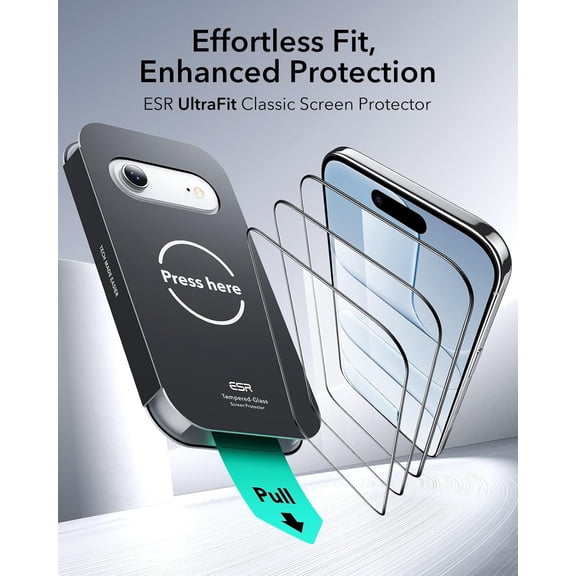 NIJUDA -3 Pack for iPhone Air Screen Protector, Military-Grade Shatterproof, 9H Hardness, Full Coverage Tempered Glass for iPhone 17 Air Screen Protector with Ultra Fit Tray