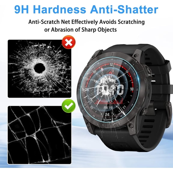 NIJUDA -4-Pack for Garmin Fenix 8 51mm/ for Garmin Fenix 7X 51mm Screen Protector, Privacy and High-Definition Combination, [Anti-Scratch] Ultra-Thin Tempered Glass Screen Protective Film