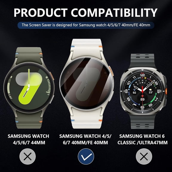 NIJUDA -4-Pack for Samsung Galaxy Watch 6/7/FE 40mm Privacy Screen Protector, [Anti-peeping] 9H Hardness Ultra-thin Tempered Glass Screen Protective Film