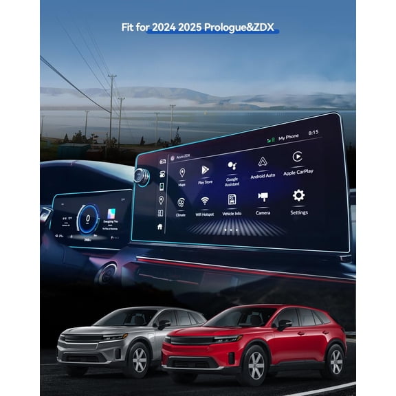 NIJUDA -4PCS Car Screen Protector for 2024 2025 Honda Prologue& 2024 2025 Acura ZDX Accessories Navigation & Dashboard Nano Screen Protector Cover HD Clear ''