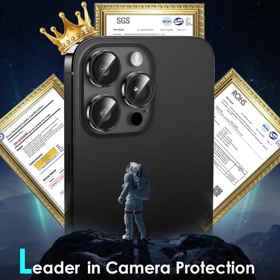 NIJUDA -Camera Lens Protector for iPhone 15 Pro/iPhone 15 Pro Max, [1 Step Installation Tray] Tempered Glass Screen Protector Metal Individual Camera Cover Accessories Case Friendly (Black Titanium)