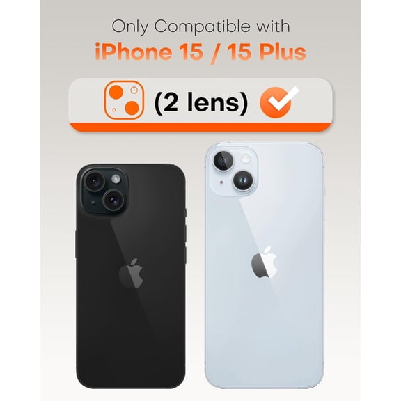 NIJUDA -Camera Lens Protector for iPhone 15 / iPhone 15 Plus Tempered Glass HD Individual Scratch Resistant Camera Cover Accessories Case Friendly 2 PackClear
