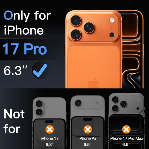 NIJUDA -Camera Lens Protector for iPhone 17 Pro 6.3-Inch, Full Coverage 9H Tempered Glass Ring Cover, Matte Metal Plate, Case Friendly, 1-Pack (Orange)