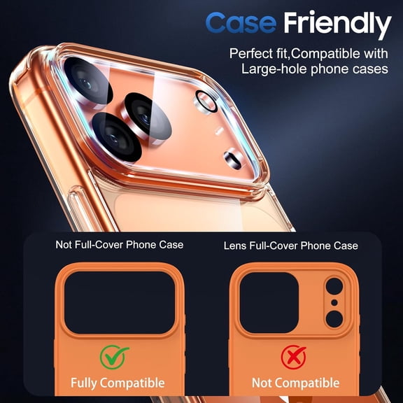 NIJUDA -Compatible for 3 Pack iPhone 17 Pro Camera Lens Protector - [Drop Protection] 9H Tempered Glass Camera Cover Screen [Update New Version]