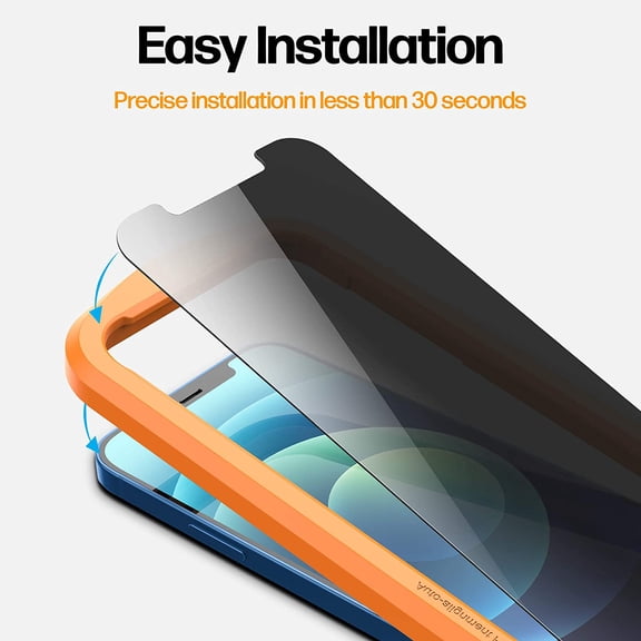 NIJUDA -Designed for iPhone 12/iPhone 12 Pro Privacy Screen Protector Tempered Glass Anti Spy protection [9H Hardness], Easy Install Kit, 99% HD Bubble Free Case Friendly, Anti-Scratch, 2 Pack