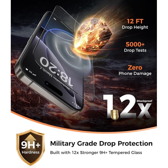 NIJUDA -Matte Screen Protector for iPhone 17 Pro [2 Pack], Full Coverage Tempered Glass, Anti-Glare & Anti-Fingerprint, Easy Installation with Auto Dust Removal, Bubble-Free