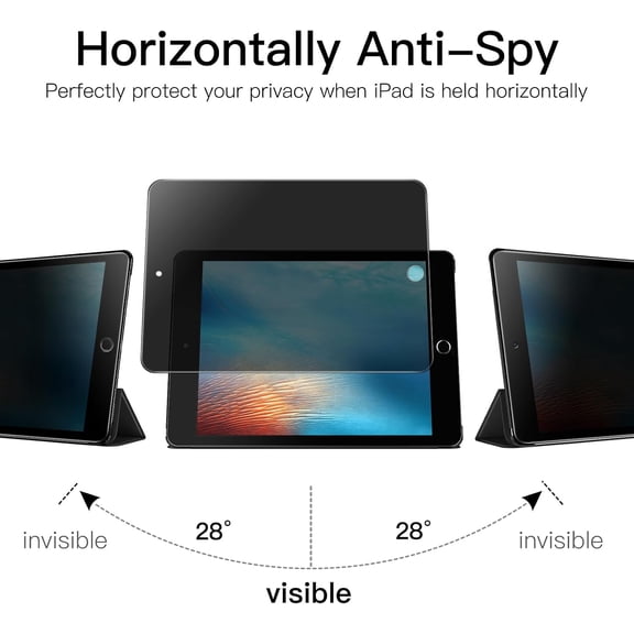 NIJUDA -Privacy Screen Protector for iPad (9.7-Inch, 2018/2017 Model, 6th/5th Generation) & iPad Air 2, Anti-Spy Tempered Glass Film