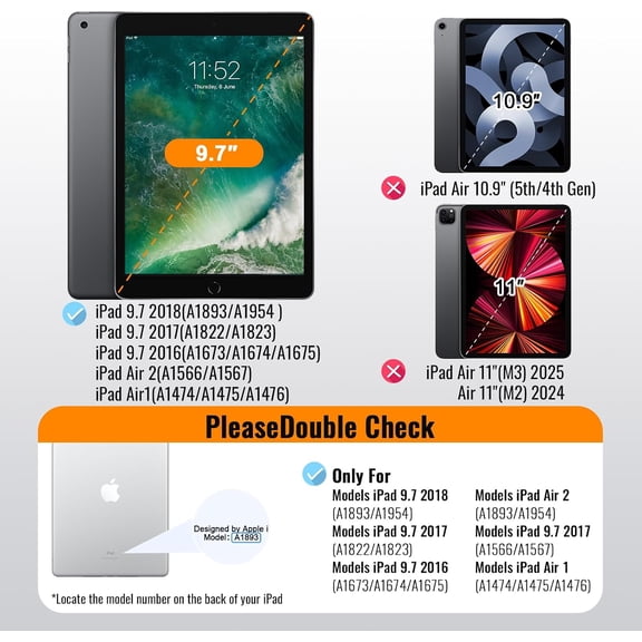 NIJUDA -Privacy Screen Protector for iPad 6th Generation 9.7 Inch, Private Tempered Glass Film for iPad 5th Gen 9.7", Private Touch Sensitive Screen Protector for i Pad Air 2/Air 1/Pro 9.7, 1 Pack