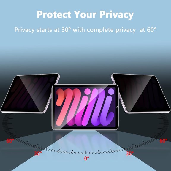 NIJUDA -Privacy Screen Protector for iPad Mini 7 (A17 Pro), Tempered Glass for iPad Mini 7th (2024)/ Mini 6th Generation(2021) 8.3 Inch, Anti-Spy, Anti-Scratch, Bubbles Free