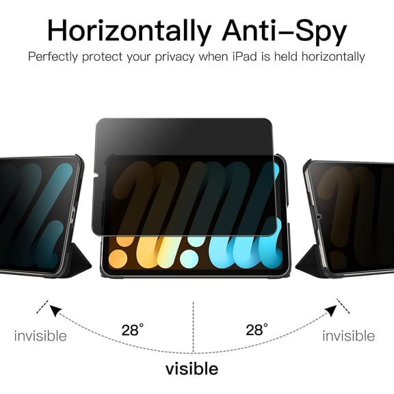 NIJUDA -Privacy Screen Protector for iPad mini (A17 Pro, 2024 Model, 7th Generation) / mini 6 (2021 Model, 6th Generation), 8.3-Inch, Anti-Spy Tempered Glass Film