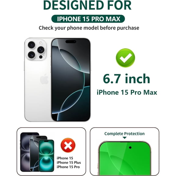 NIJUDA -Privacy Screen Protector for iPhone 15 Pro Max Tempered Glass 6.7 inch Private Protective Film Anti-Blue Light Anti Spy No-Bubble Gradient Green [HD Clarity], 2-Pack