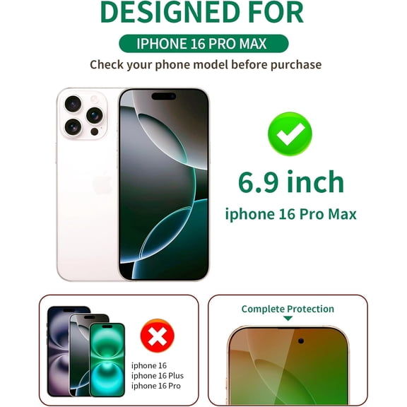 NIJUDA -Privacy Screen Protector for iPhone 16 Pro Max Tempered Glass 6.9 inch Private Protective Film Anti-Blue Light Anti Spy No-Bubble Gradient Green [HD Clarity], 2-Pack