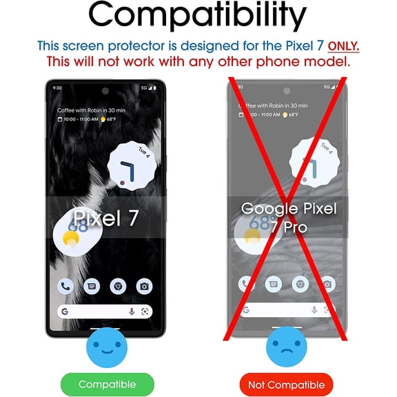 NIJUDA -Screen Protector Compatible with Google Pixel 7 6.3" Tempered Glass, 0.26mm Thickness HD Clear, Anti-Scratch Bubbles-Free, Tempered Glass, 3 Pack