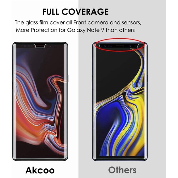 NIJUDA -Screen Protector for Samsung Galaxy Note 9 / Note 8, 3 Pack, Tempered Glass UV Set, 9H Scratch Resistant, Natural and Smooth Touch