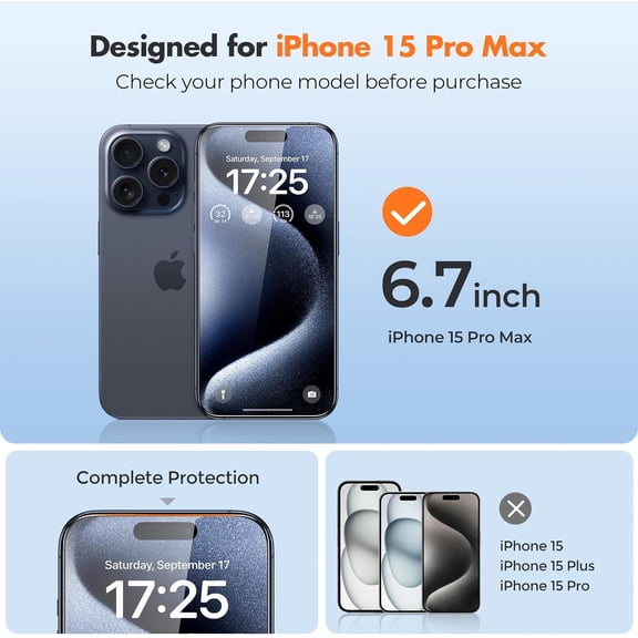 NIJUDA -Screen Protector for iPhone 15 Pro Max,Double Shatterproof Tempered Glass [Easy Installation Frame][Lasting Protection][9H Hardness][99.99% HD Clear][Case Friendly] for iPhone 6.7"-2 Pack