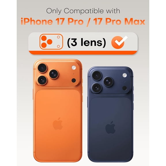 NIJUDA -for 2 Pack iPhone 17 Pro Max Camera Lens Protector/iPhone 17 Pro Camera Lens Protector Tempered Glass HD Individual Scratch Resistant Cover Accessories Case FriendlyDark Blue