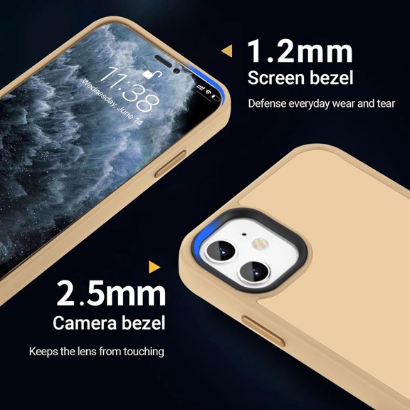 NIJUDA -for iPhone 11 Phone Case, Shockproof for iPhone 11 Case, Military Grade Drop Protection, Protective Hard Back Slim Translucent Case for iPhone 11 6.1'', Coffee