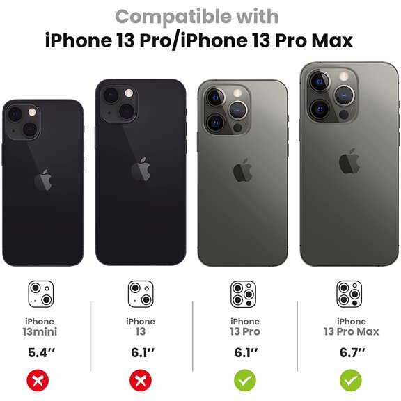 NIJUDA -for iPhone 13 Pro/iPhone 13 Pro Max Camera Lens Protector Bling, Protection Camera Cover Tempered Glass Screen Protector Diamond Metal Individual Ring for 13Pro 6.1" / 13 ProMax 6.7 inch 2021