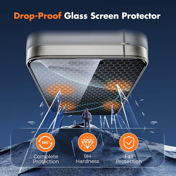 NIJUDA -for iPhone 16 Pro Max Screen Protector, 3-Pack Full Coverage Tempered Glass [Military Grade Shatterproof][9H Hardness][Easy Installation Frame][Bubble Free] for iPhone 16 Pro Max 6.9"