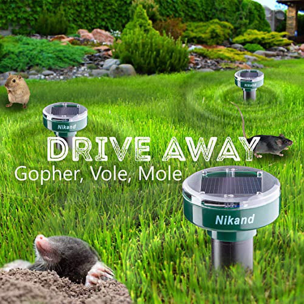 NIKAND Gopher Repellent Ultrasonic Solar Powered 4 pcs Mole Repellent