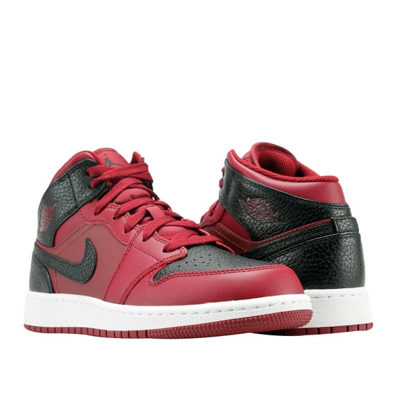 NIKE 554725-601 : Grade School Air Jordan 1 Mid Basketball Shoes Team Red (7 M US Big Kid)