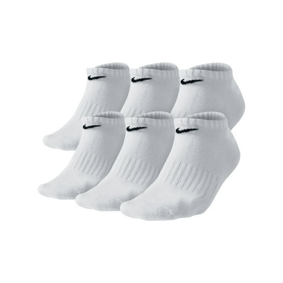 NIKE 6 Pack Gray Cotton Solid Logo Impact Absorption No-Show Easy Care Arch Support Moisture Wicking Training Casual Socks 8-12
