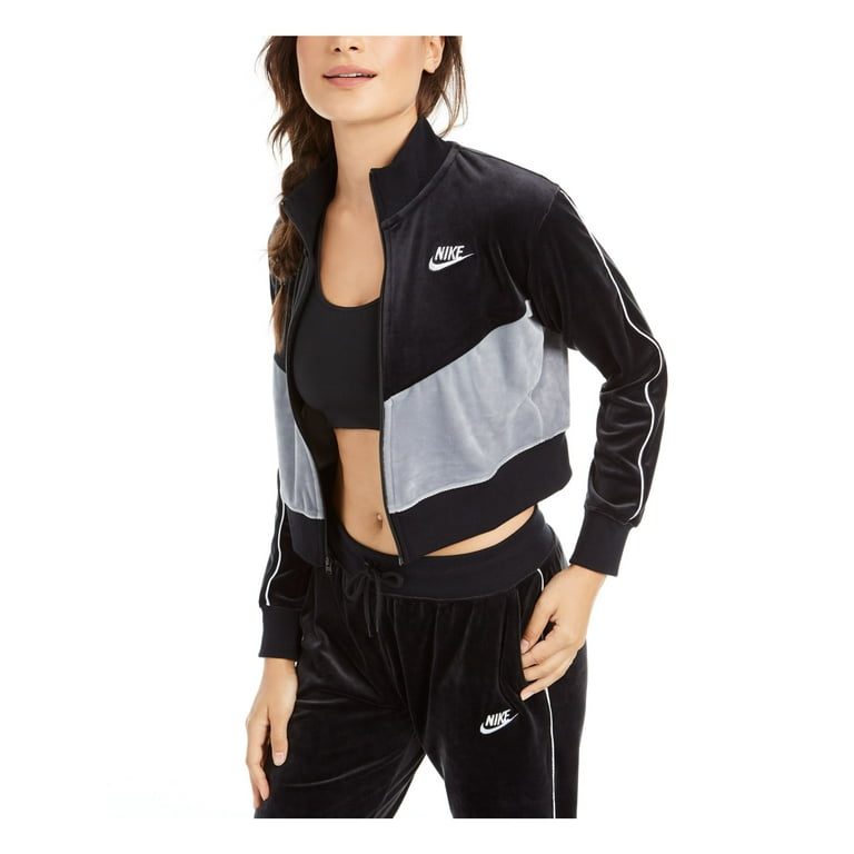 NIKE 80 Womens New Black Color Block Short Length Zip Up Jacket XS B B Walmart