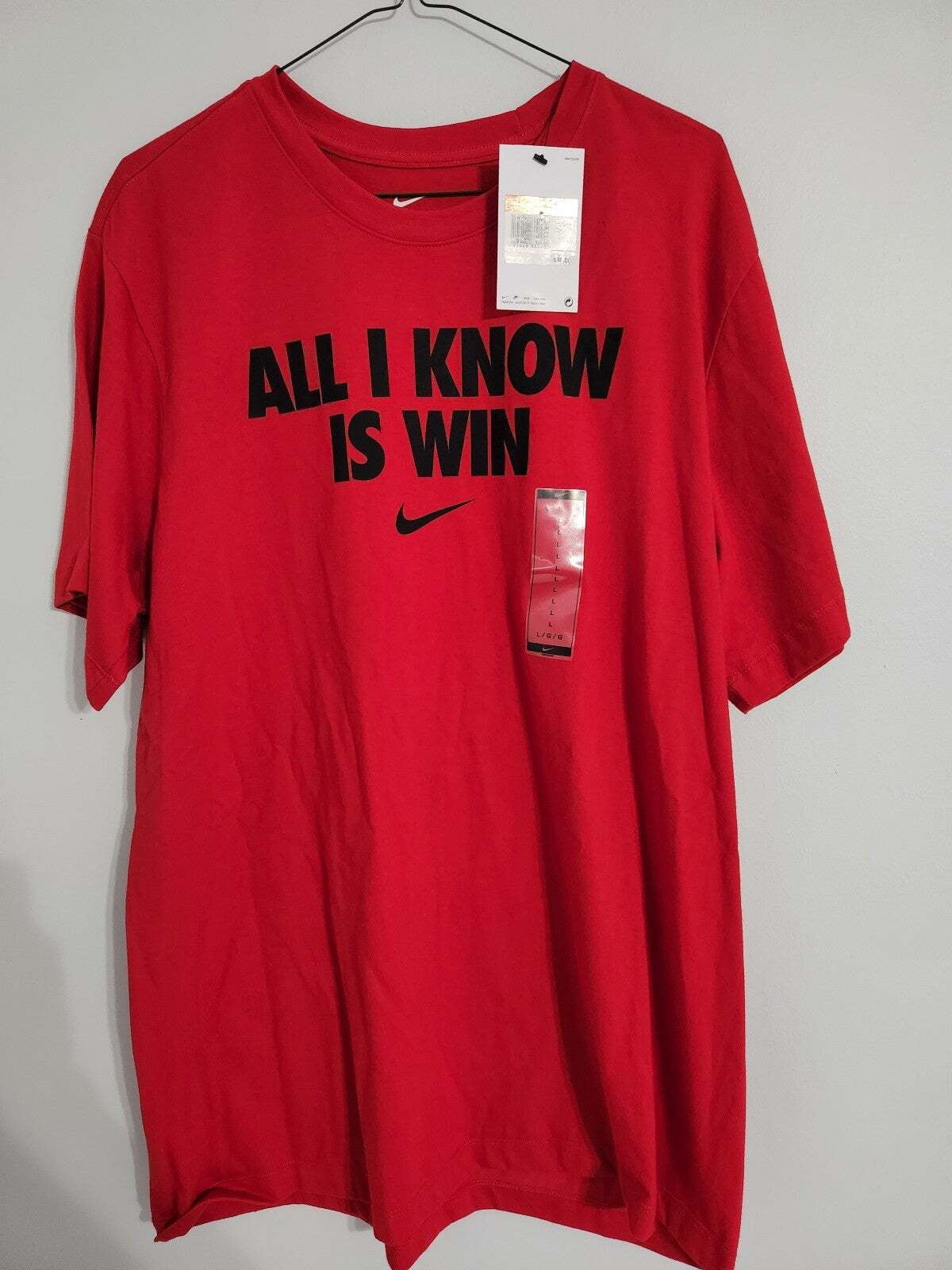 NIKE ALL I KNOW IS WIN TEE SHIRT SIZE MEDIUM RED WITH BLACK LETTERS Walmart