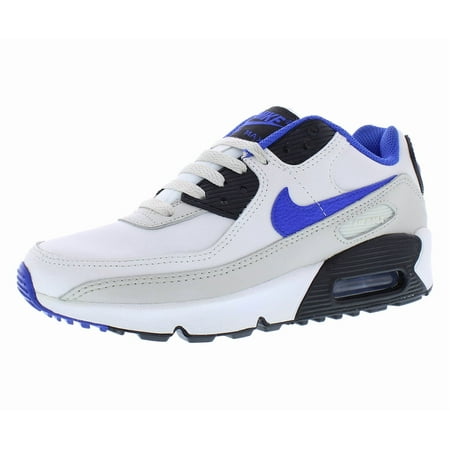 NIKE Air Max 90 Leather - Youth (Summit White/Racer Blue/Light Bone,6)