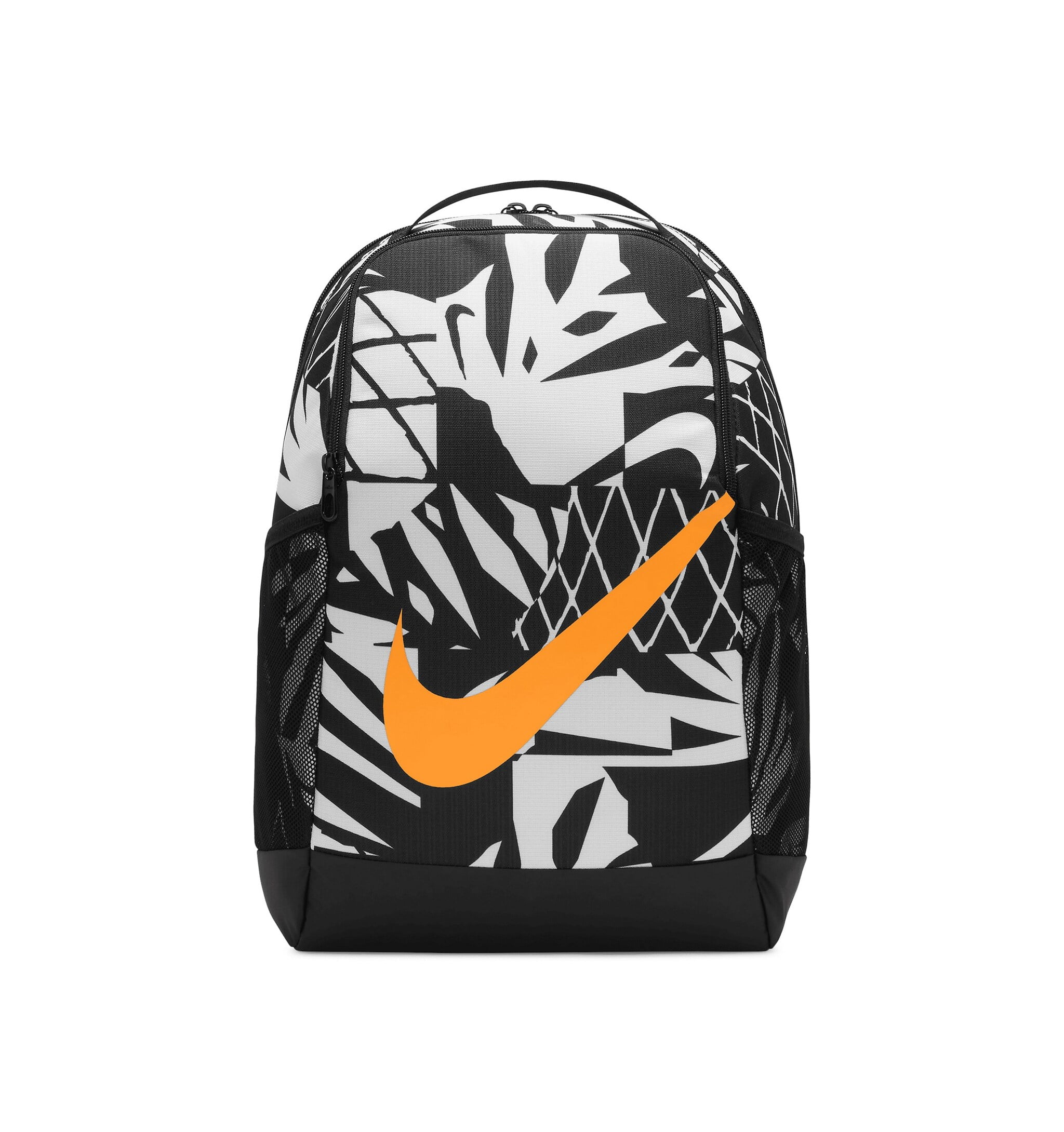 NIKE Backpack 21L Unisex Brasilla All Over Print Backpack Black White