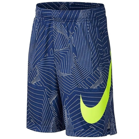 NIKE Boy's Dry Fly All Over Print Training Shorts DEEP Royal Blue/Volt, (XL 18-20)