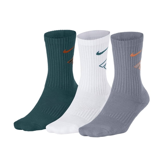 NIKE Boy's Young Athletes Crew Socks 3 Pack 10C-3Y Green/Grey/White