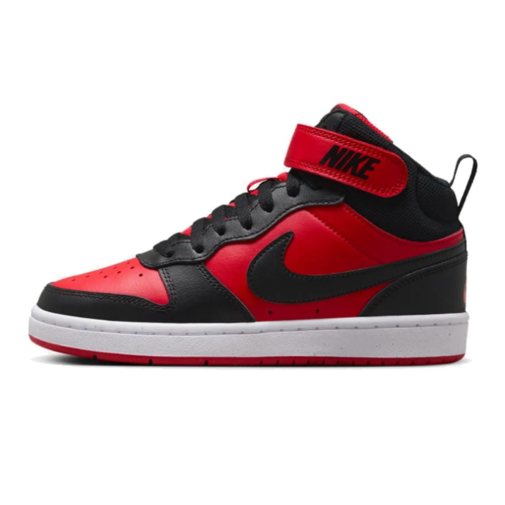 NIKE Court Borough Mid 2 Boys CD7782-602 (University RED/Black-WH), Size 5.5