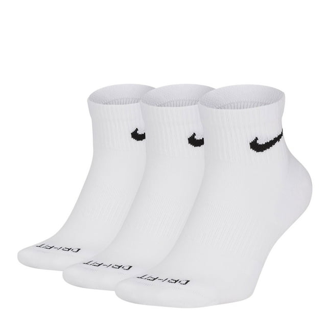 NIKE EVERYDAY PLUS DRI FIT CUSHIONED ANKLE SOCKS 3 PACK WHITE