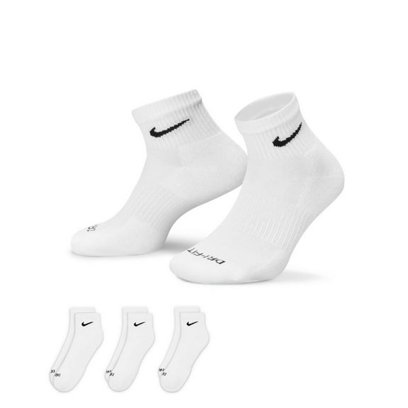 Men's Nike 3-pack Everyday Plus Cushion Ankle Training Socks Color: White Size: 12-15