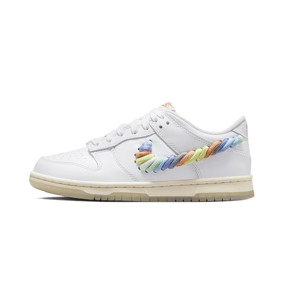 NIKE GRADE SCHOOL Dunk Low SE GS "Rainbow Lace Swoosh White" FN4861 100 FN4861 100 from Stadium Goods