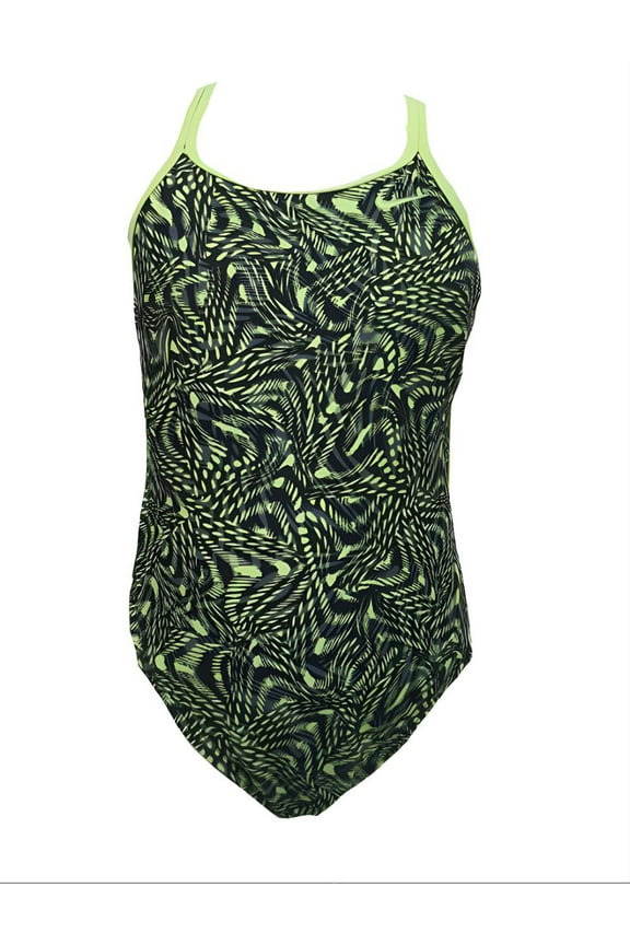 Girl's Thin Straps Cross Back One Piece Swimsuit, Yellow, 28