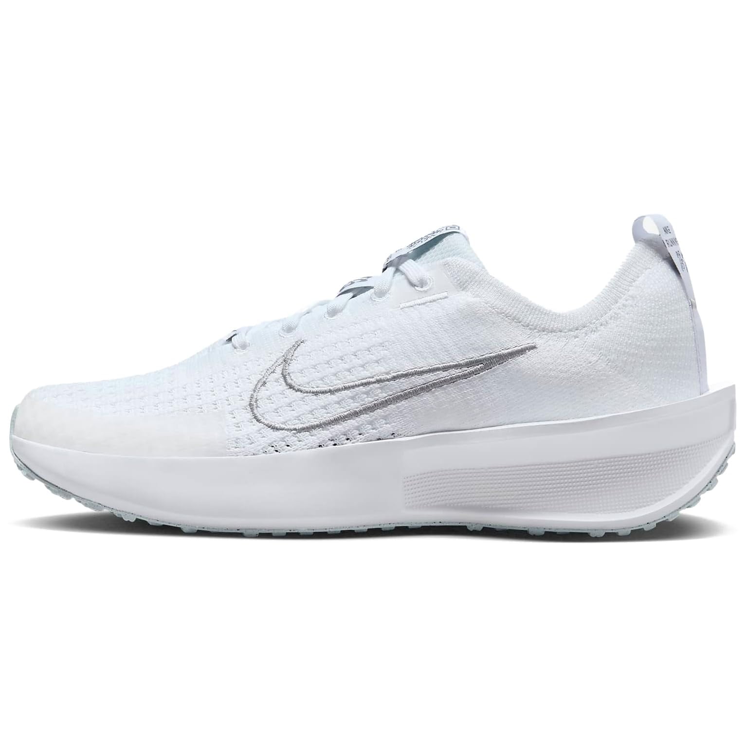 NIKE Interact Run Womens Road Running Shoes FD2292-100 (White/Metallic Silver-Pure P), Size 11