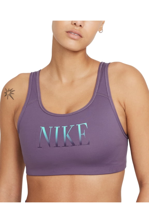 Intimates Purple Full Coverage Scoop Back Medium-Impact Removable One-Piece Pad Sports Bra S