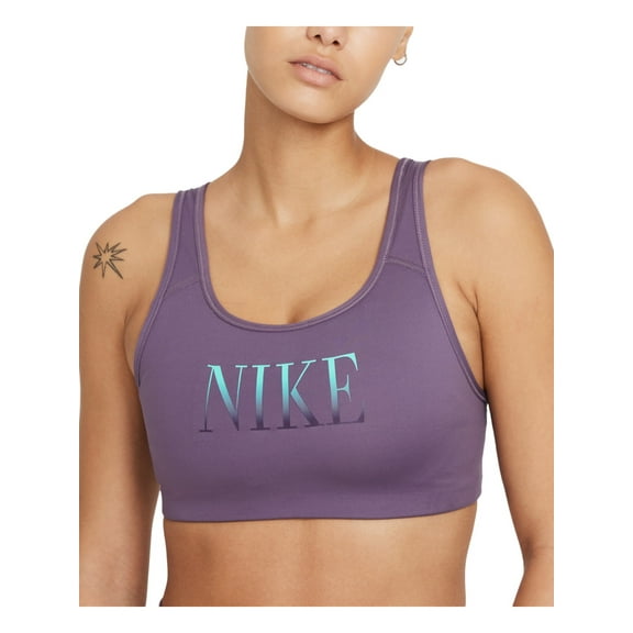 NIKE Intimates Purple Full Coverage Scoop Back Medium-Impact Removable One-Piece Pad Sports Bra S