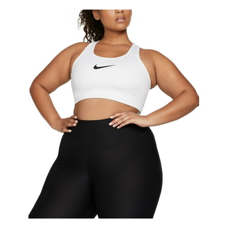 NIKE Intimates White Scoop Neckline Medium Support Compression Sports Bra Plus 2X