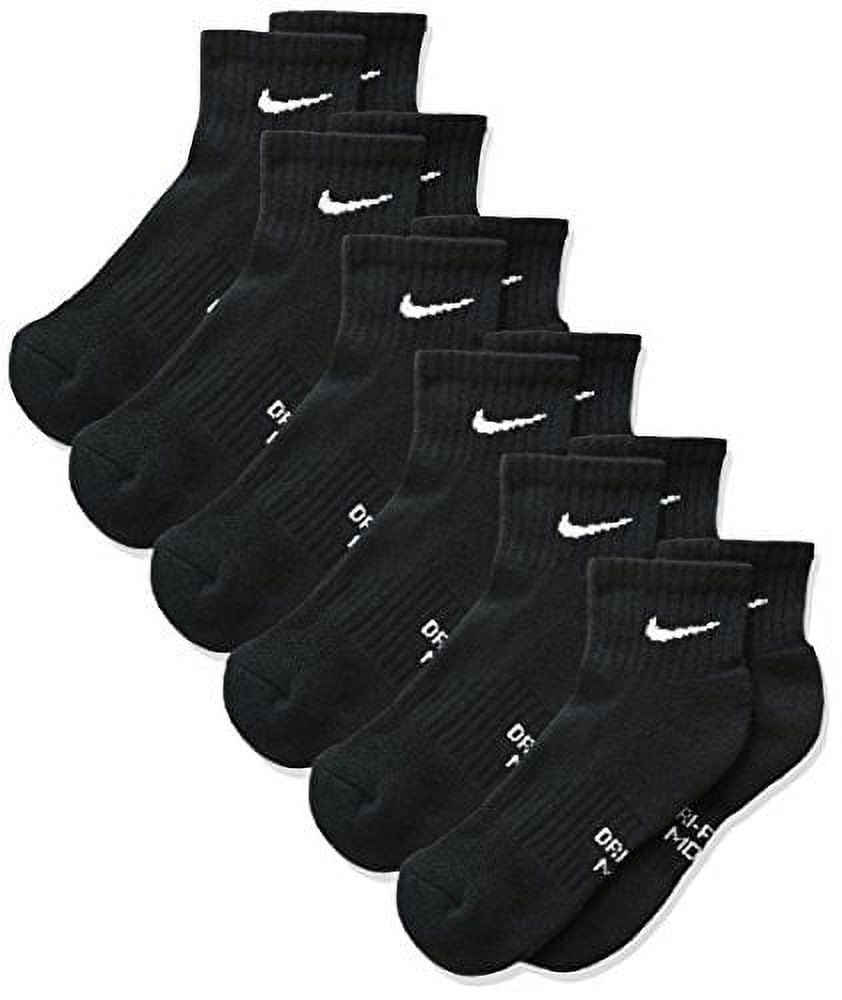 NIKE Kids' Unisex Everyday Cushioned Ankle Socks (6 Pairs), Black/White ...